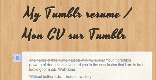 « Quand j’ai zappé de publier l’article sur la mode des CV Tumblr… »