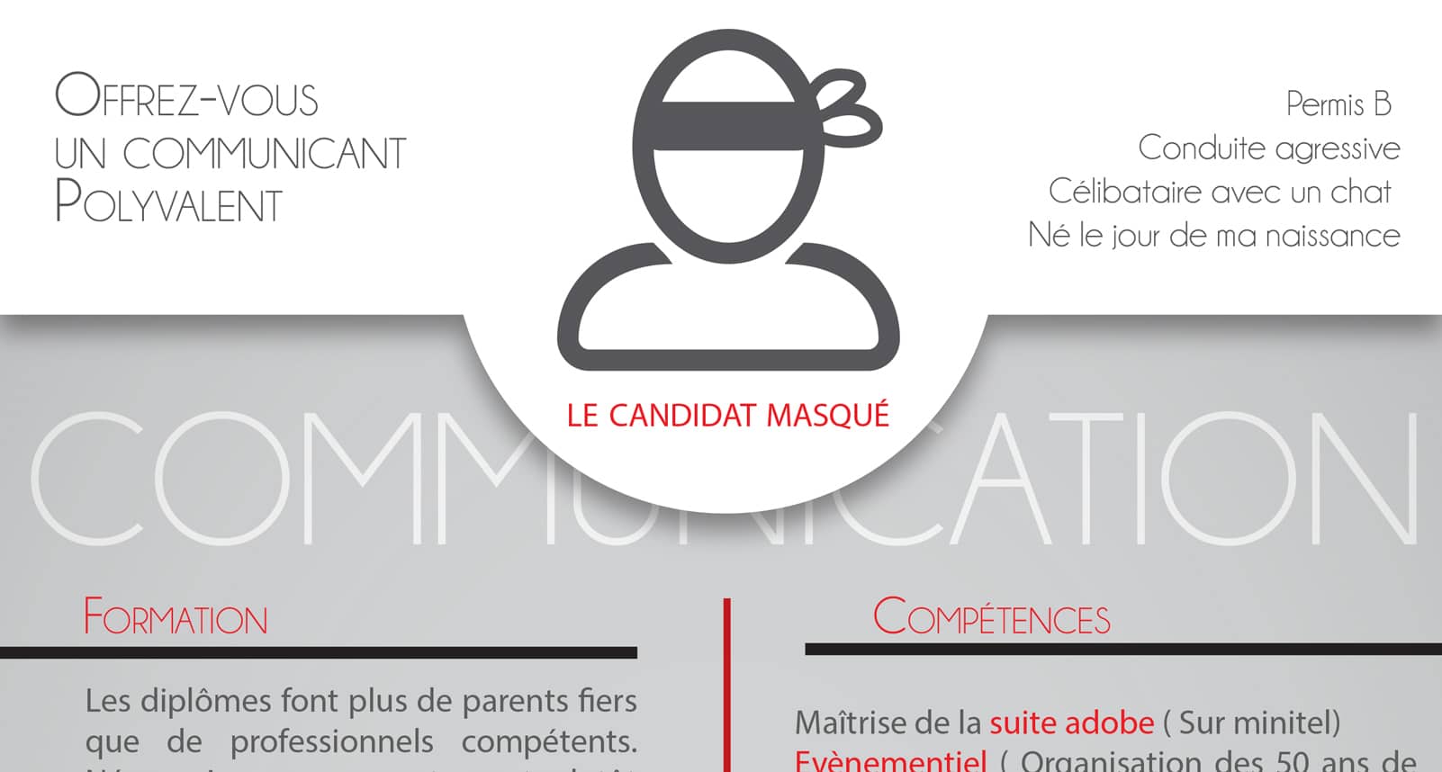 Découvrez le CV anonyme et original du « Candidat Masqué »