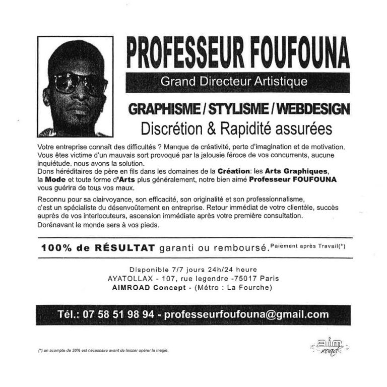 Le CV maraboutant du Professeur Foufouna !