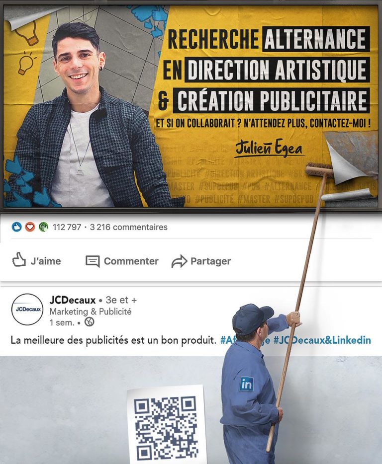 L’incroyable CV façon panneau d’affichage digitalisé sur Linkedin de Julien Egea